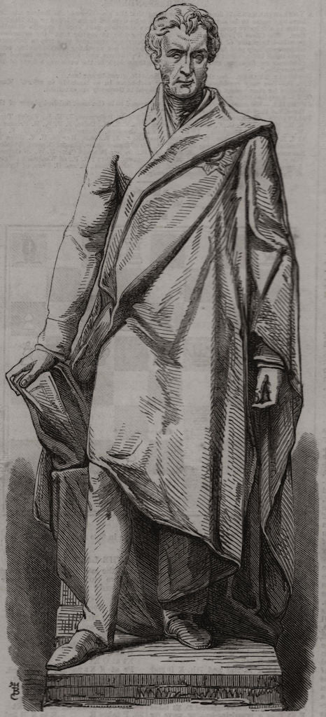 Statue of the late Duke Of Sutherland at Dunrobin Castle. Scotland 1866 print
